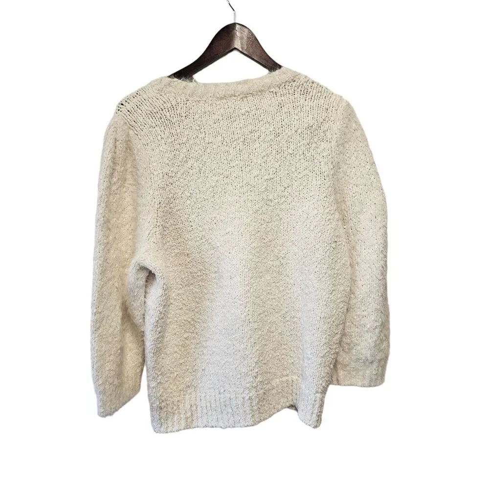 Anthropologie Sweater‎ Cream Plush Heavy Knit Size XL